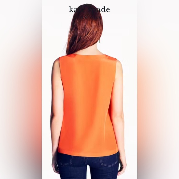 Kate Spade 100% Silk Blouse Tank Orange Sz 4 Sleeveless Casual Summer - Picture 2 of 8